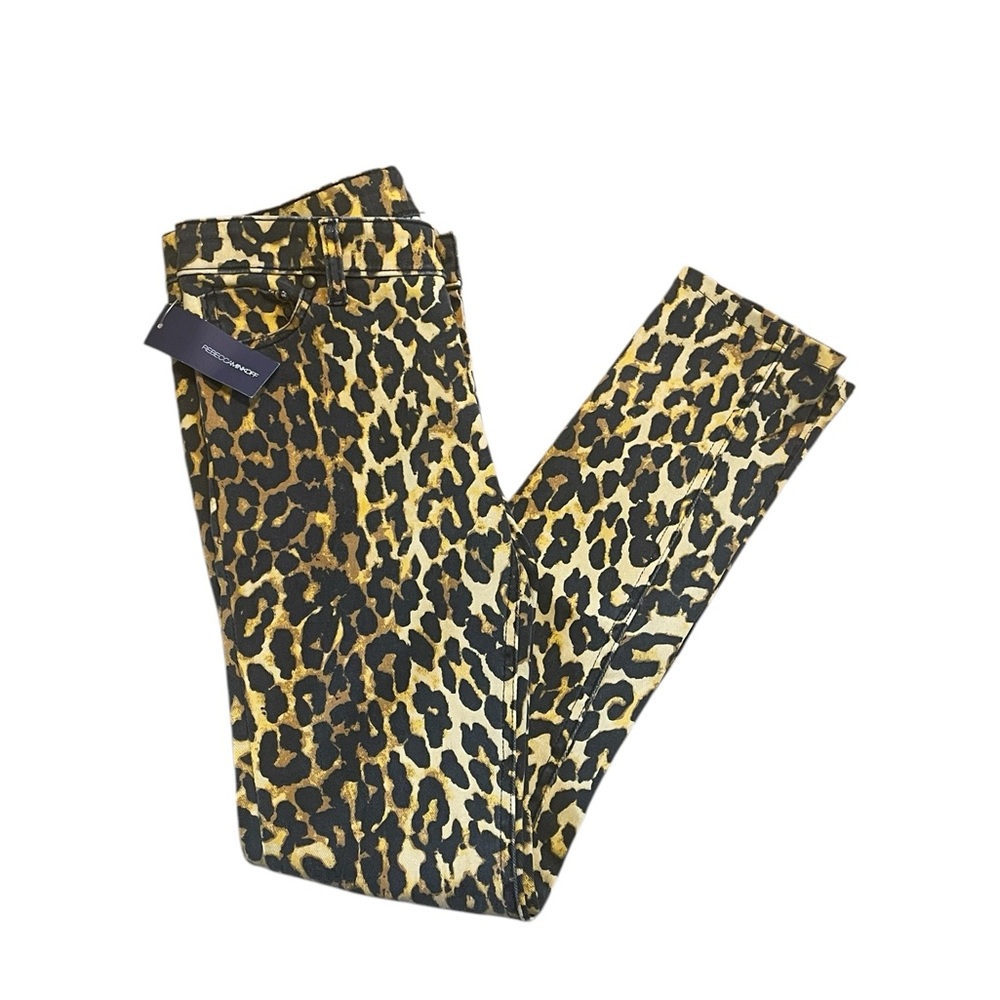 Rebecca Minkoff Beetle Juice, Cheetah Print Jeans, Zippered Ankle, Size 2,‎ NWT